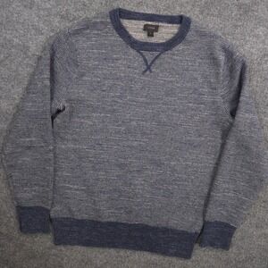 J Crew Sweater Mens Small Navy Striped Textured Cotton Crewneck Outdoor Preppy